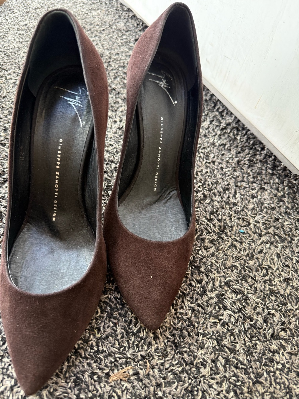 Giuseppe Zanotti Brown Velvet Pointed Toe Stilettos Size 40 - Picture 9 of 12